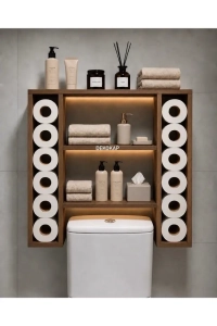 Banyo Klozet Üstü Raf Düzenleyici Tuvalet Kâğıtlık Havluluk